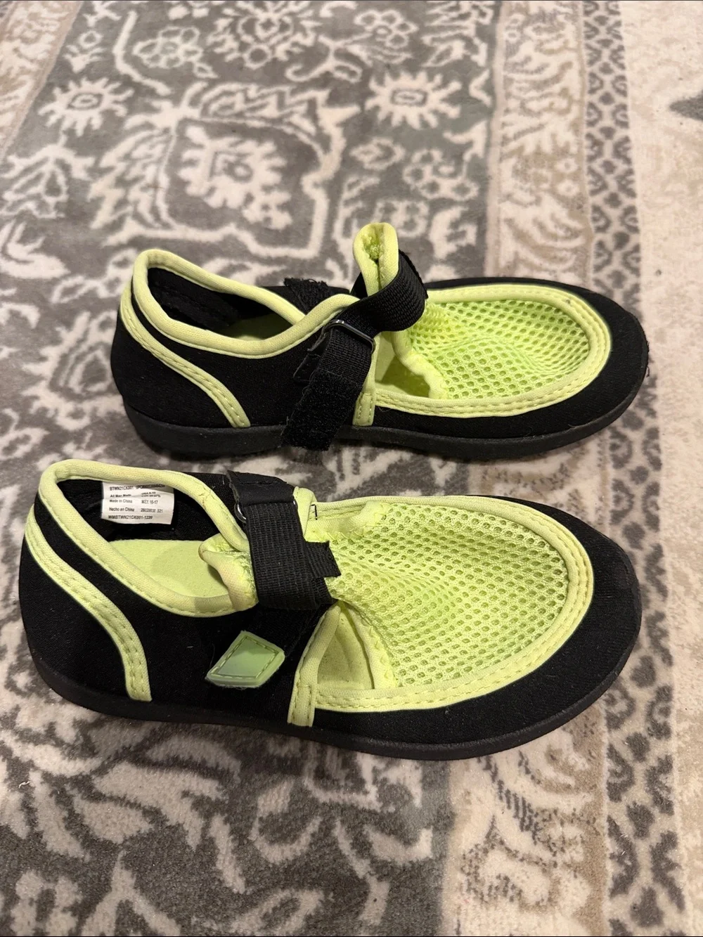 Kids Mesh Water Shoes in Neon Yellow and Black